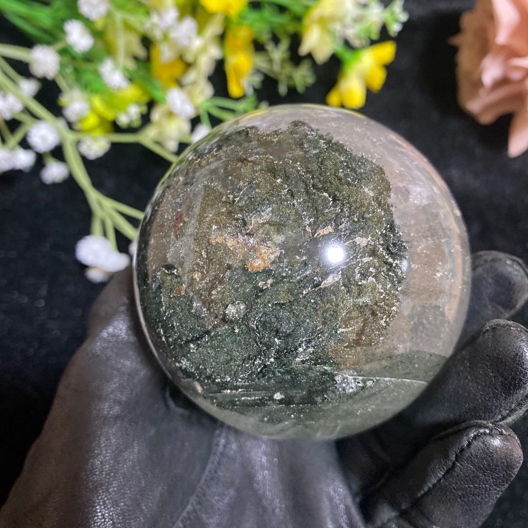 グリーンガーデンクォーツ スフィア 虹入り