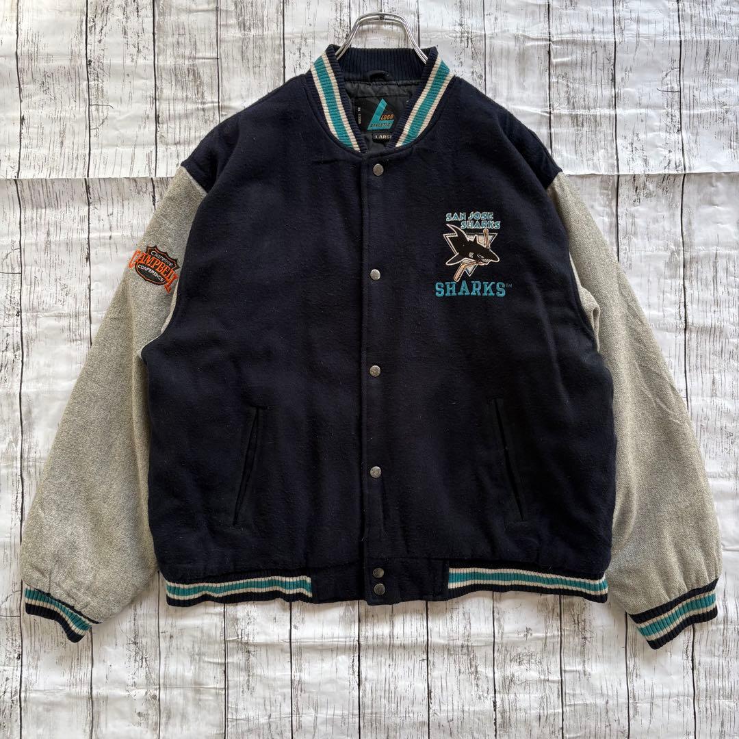 90s LOGO7 NHL SHARKS シャークス スタジャン