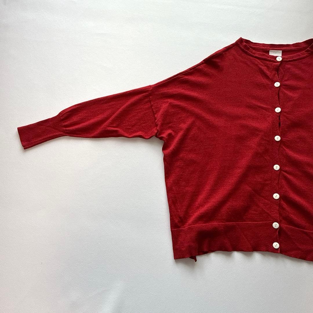 Veritecoeur カーディガン　シルク　カシミヤ混 赤　フリーサイズ
