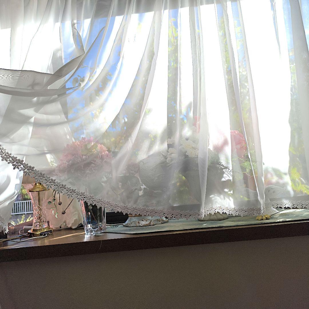 カフェカーテン【クッキー様オーダー品　ボイル＆ケミカルレース】ハンドメイド