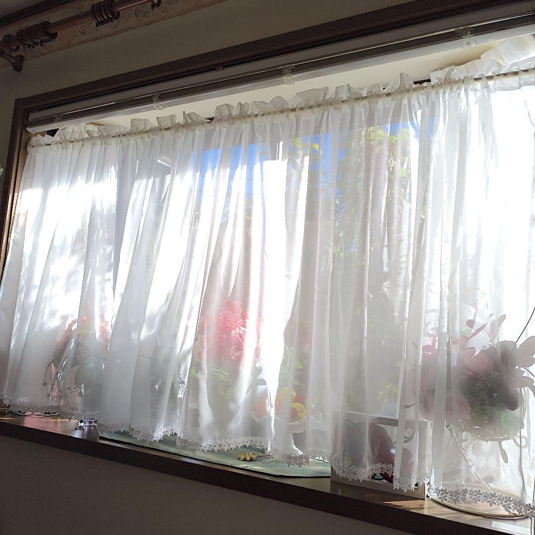 カフェカーテン【クッキー様オーダー品　ボイル＆ケミカルレース】ハンドメイド