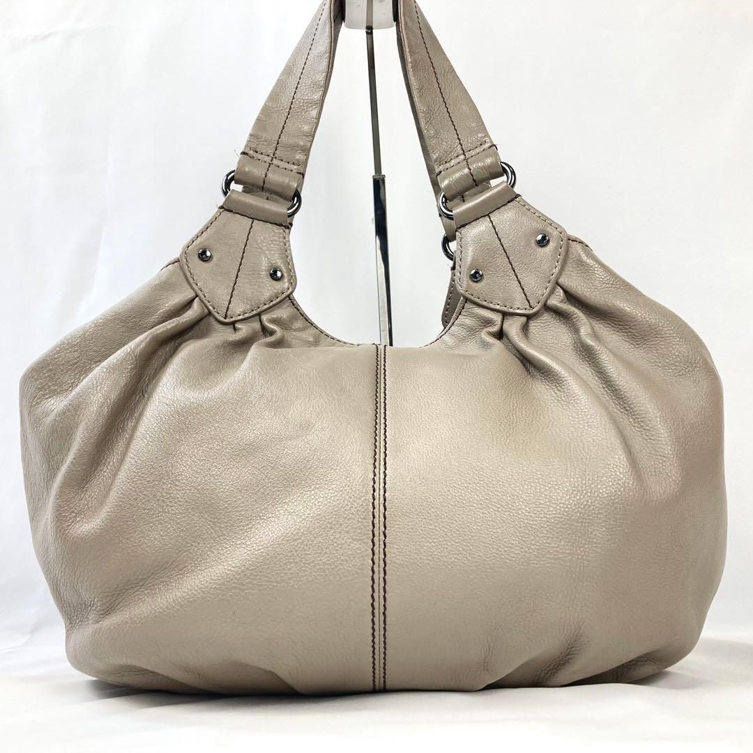 バーバリーブルーレーベル ホーボー ショルダーバッグ グレージュ レザー