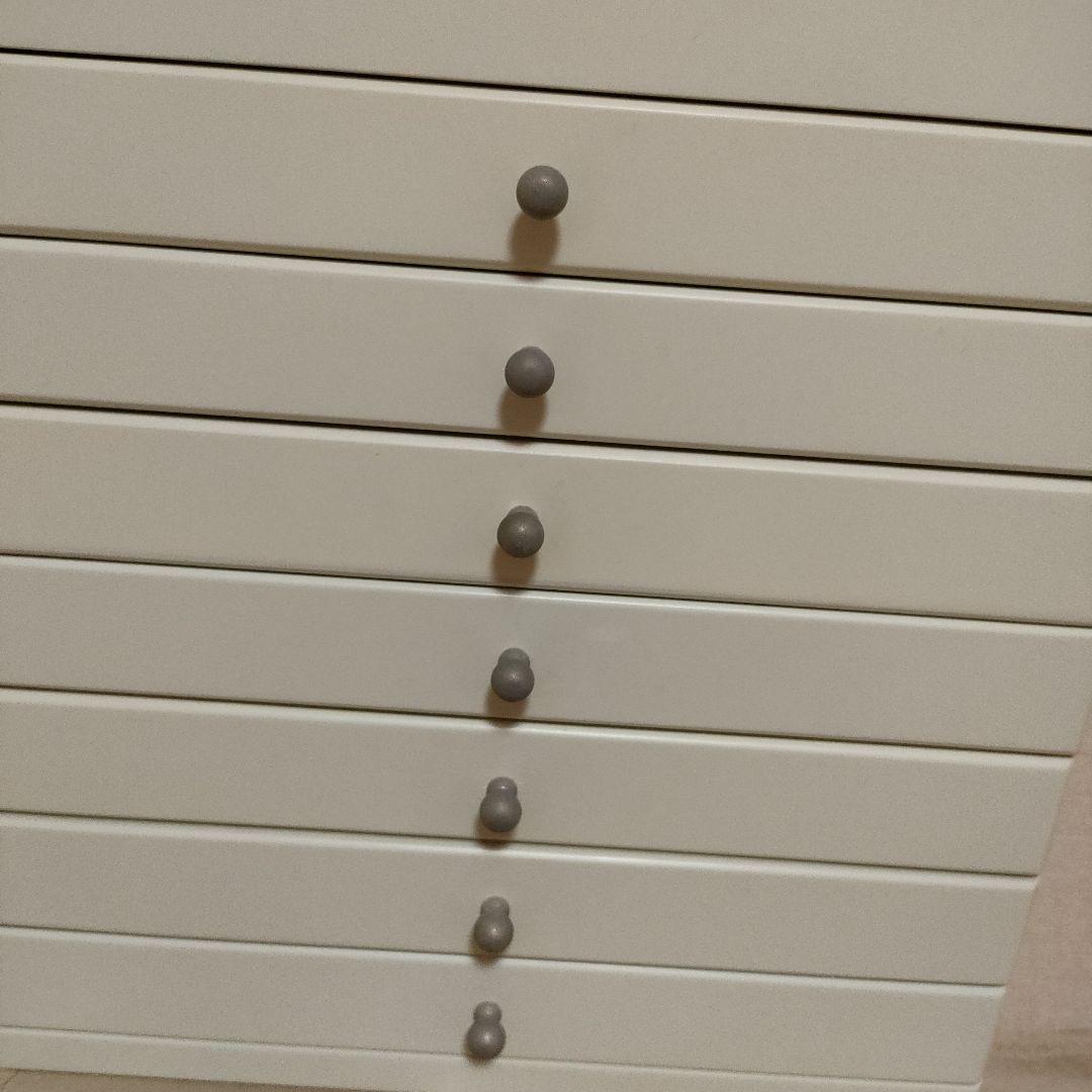 アクセサリーボックス　木製　引き出し7段プラス上段あり　白　ホワイト