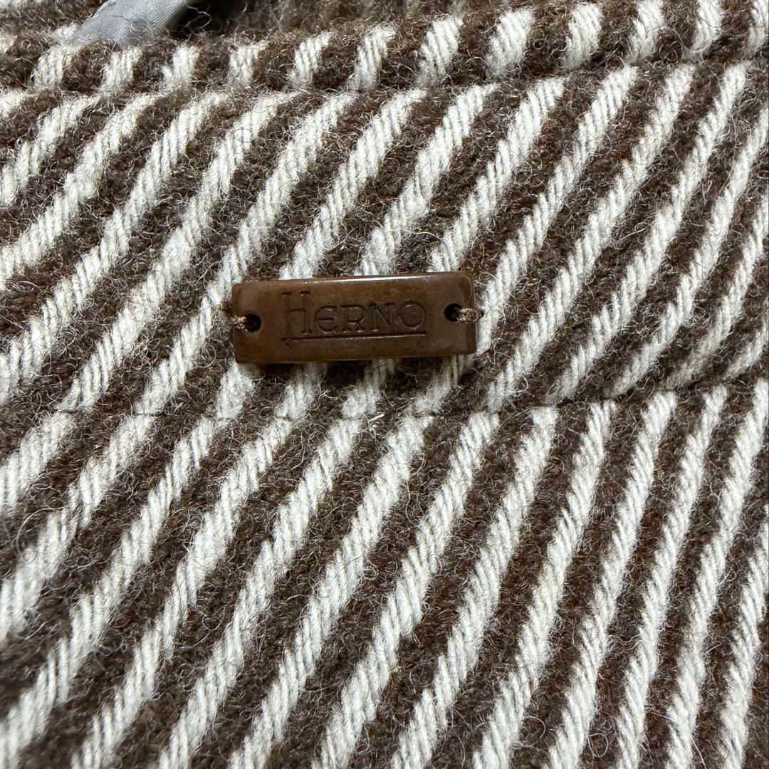 HERNO ヘルノ ストライプ ダッフルコート ブラウン ダッフル 46