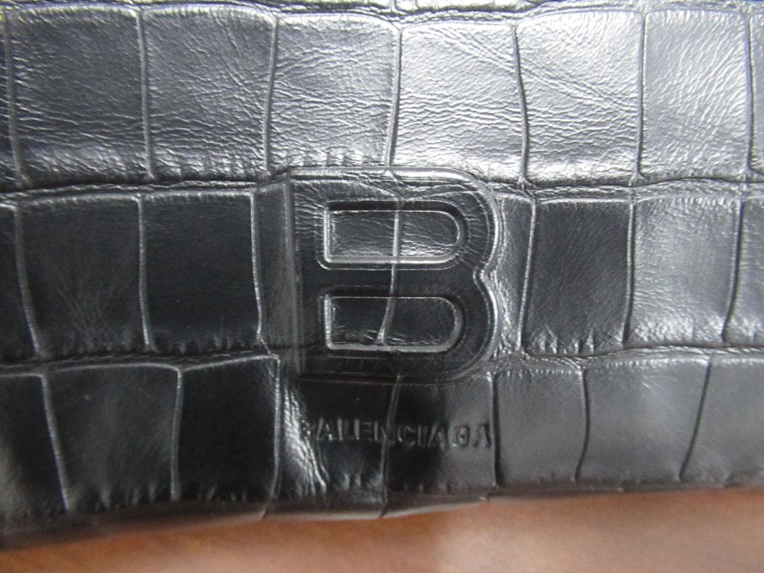 未使用 BALENCIAGA バレンシアガ ショルダーバッグ クロコ型押しレザー