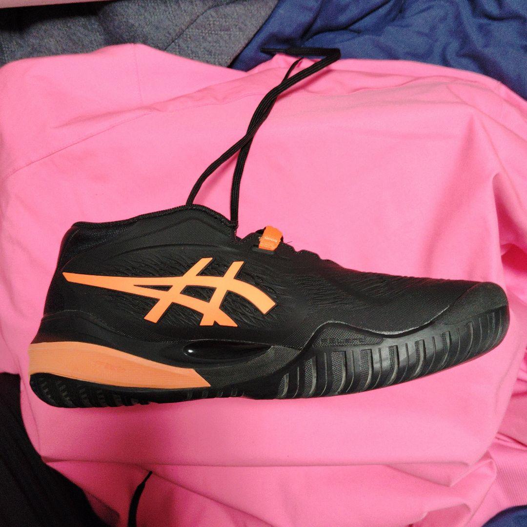 着用1回ASICS ゲルレゾリューションX25.5 2E ブラック/オレンジ