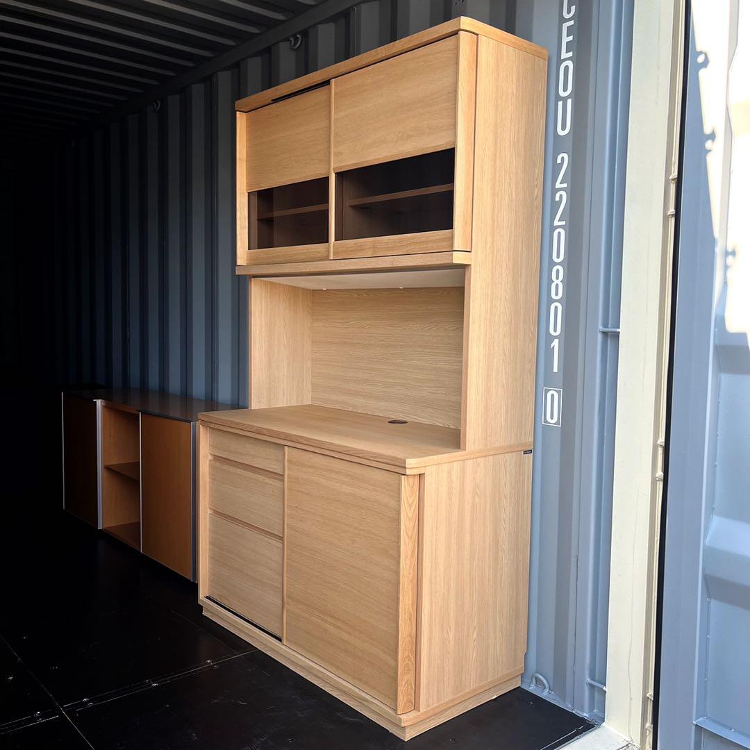 取付無料！カリモク ET4415 天然木北欧風ナチュラルキッチンボード 食器棚✨