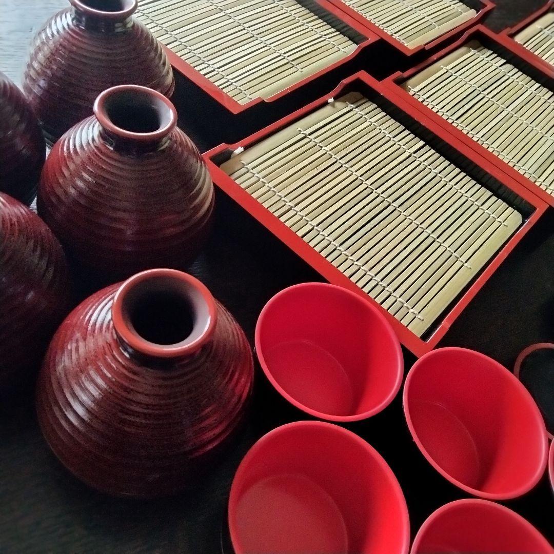 蕎麦せいろ　5客セット　貴舟盛り黒天朱　底なし