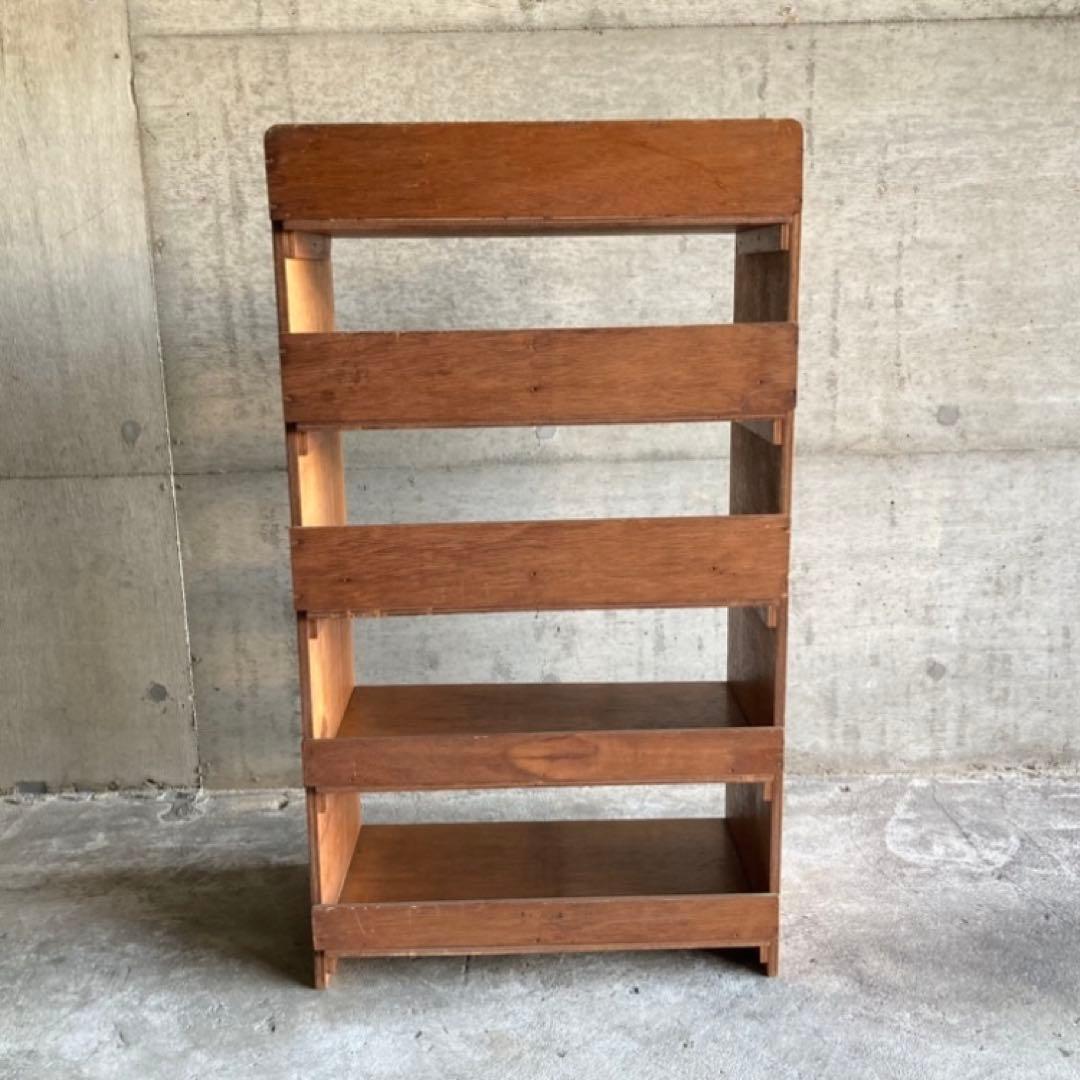 オープンシェルフ ラック 本棚 飾り台 置物台 5段 木製 家具 昭和 レトロ