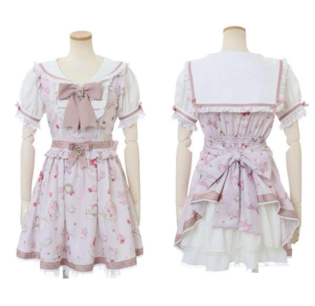 LIZLISA Salon de Fraise柄ワンピース 半袖 ピンク