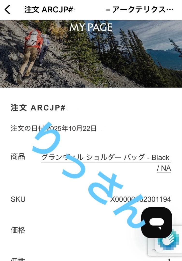 アークテリクス　グランヴィル ショルダーバック　ブラック新品購入