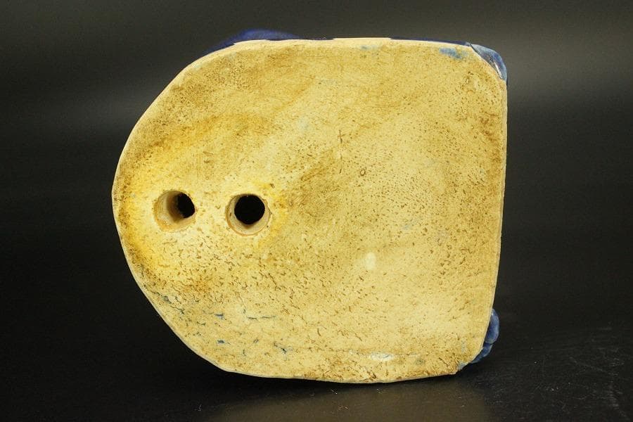 瑠璃釉 兎 置物 高12cm 骨董(LC999)