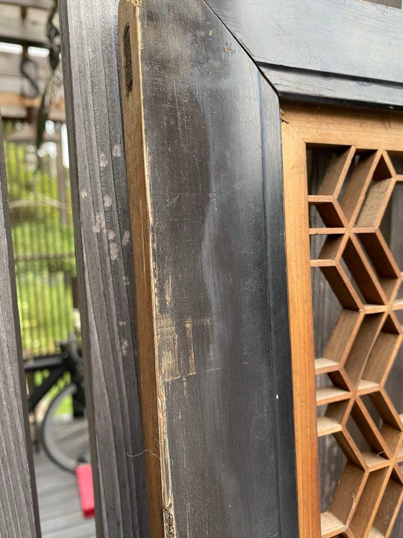 欄間　2枚セット　すりガラス付き　アンティーク　古民家