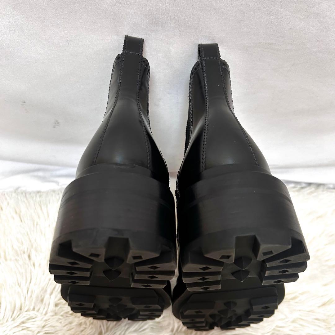 美品　HERMES サイドゴアブーツ　ブラック　ウィングチップ　レザー　保存袋