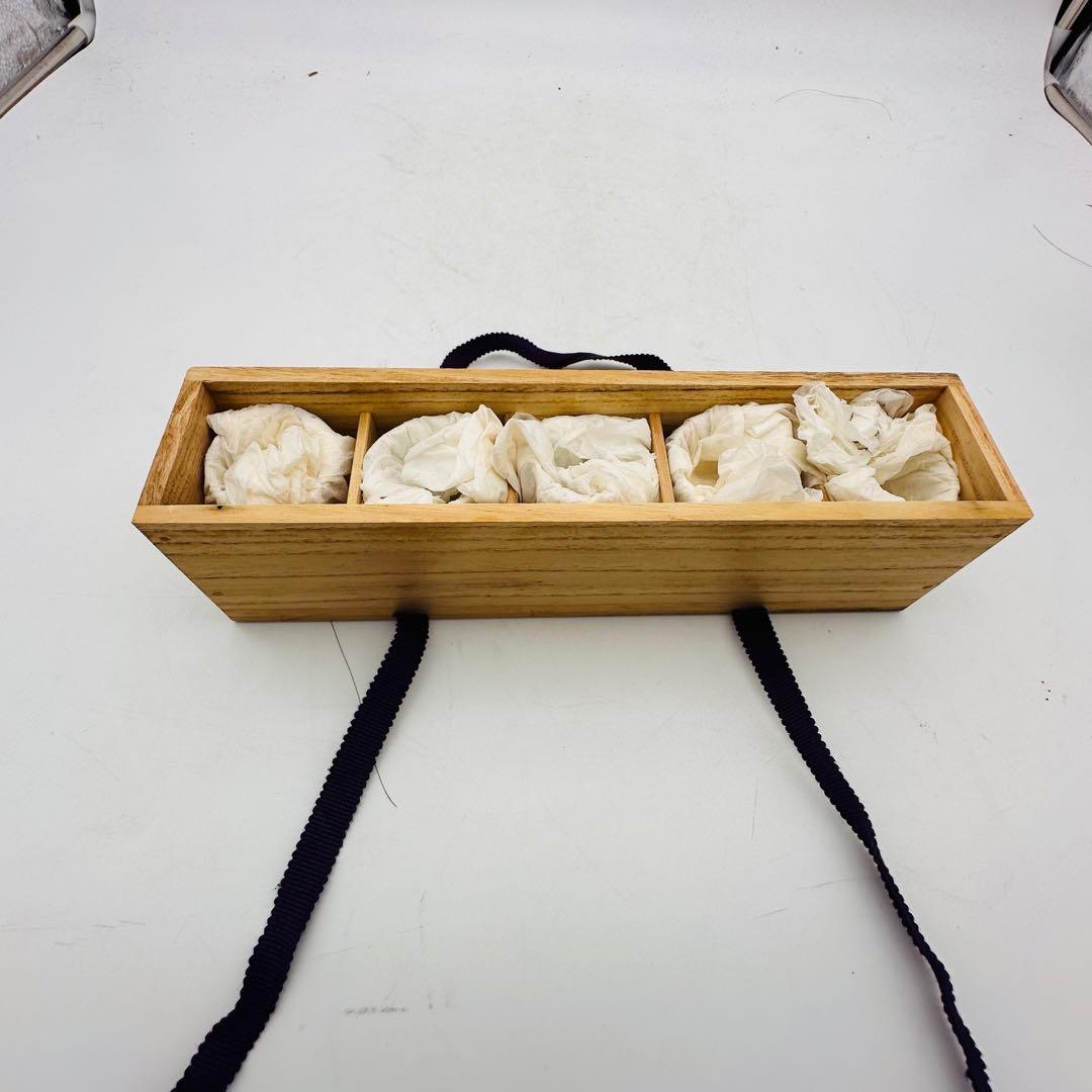 T 九谷造　ぐい呑み　盃５客　酒盃　唐津　花鳥