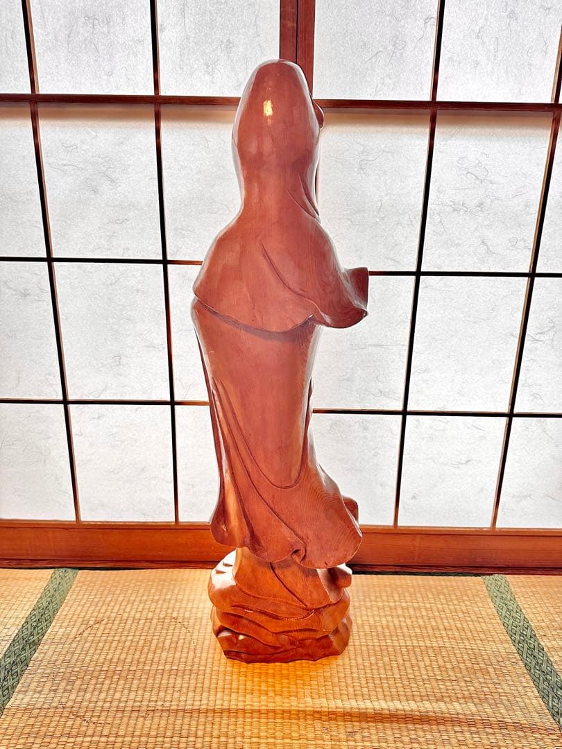 白衣観音 木彫 3尺 仏像 彫刻 コレクター