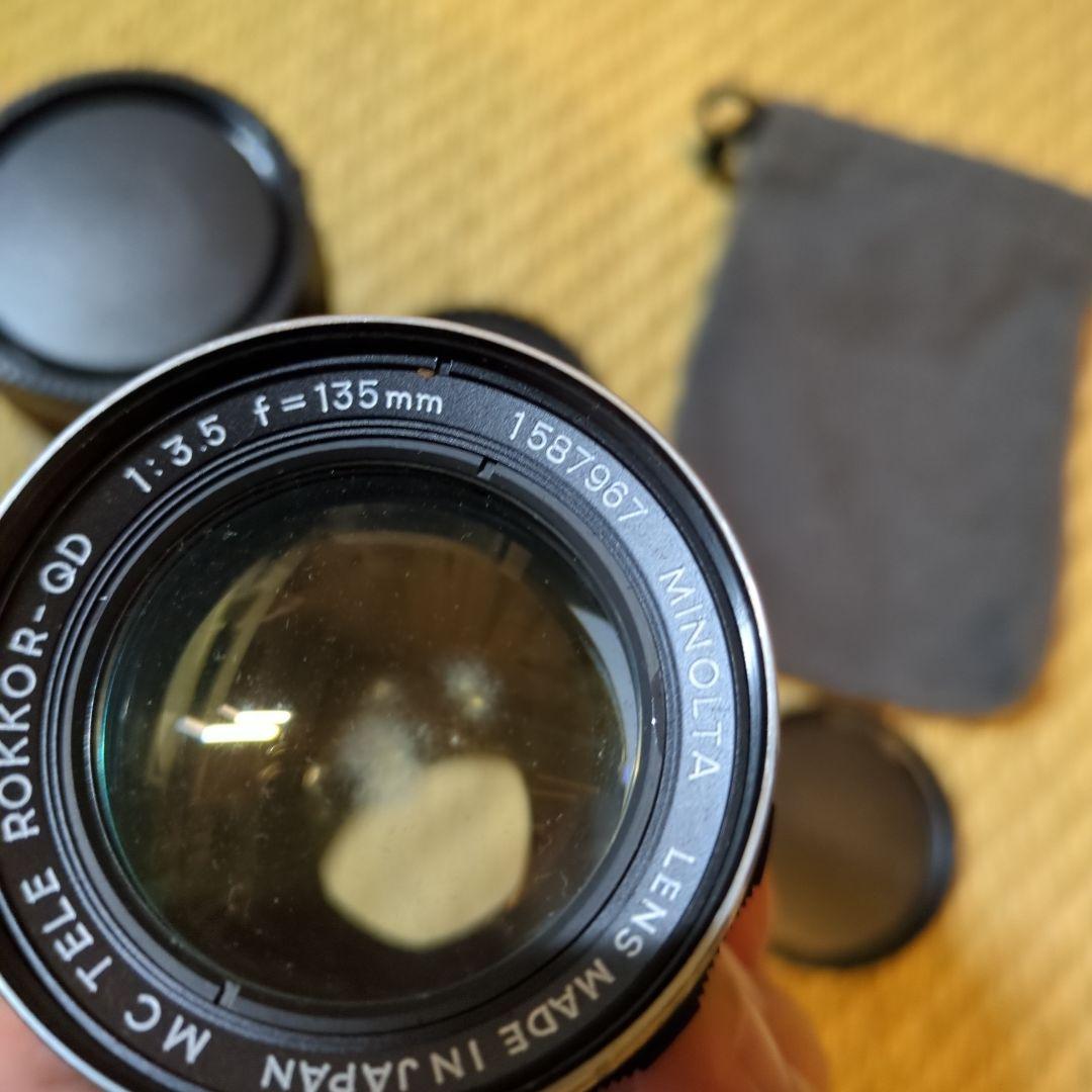 匿名配送　MINOLTA　カメラレンズ3本+メタルフードなどまとめ売り