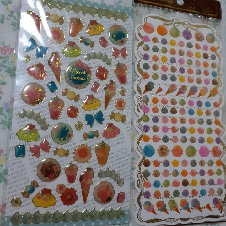 【C】 サマー　夏　スイカ　アイス　レターセット　フレークシール