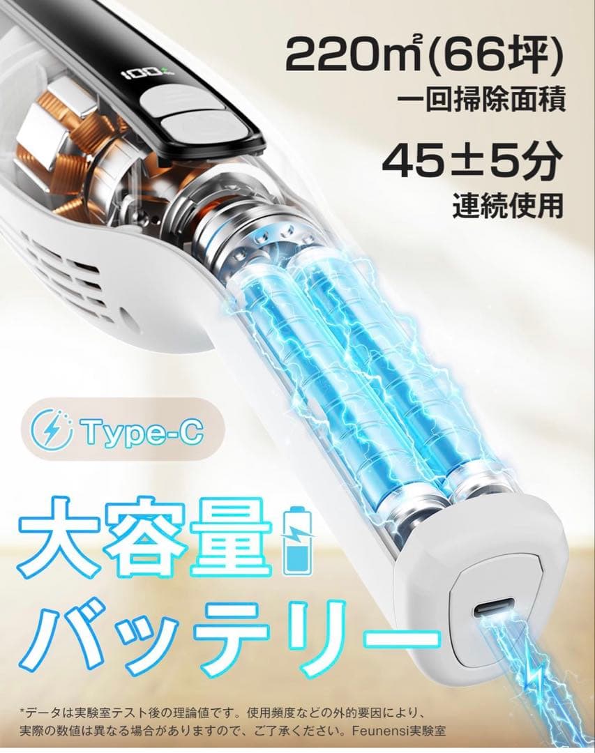 掃除機 コードレス　超強力吸引自立式　超軽量　連続稼働 スティック クリーナー