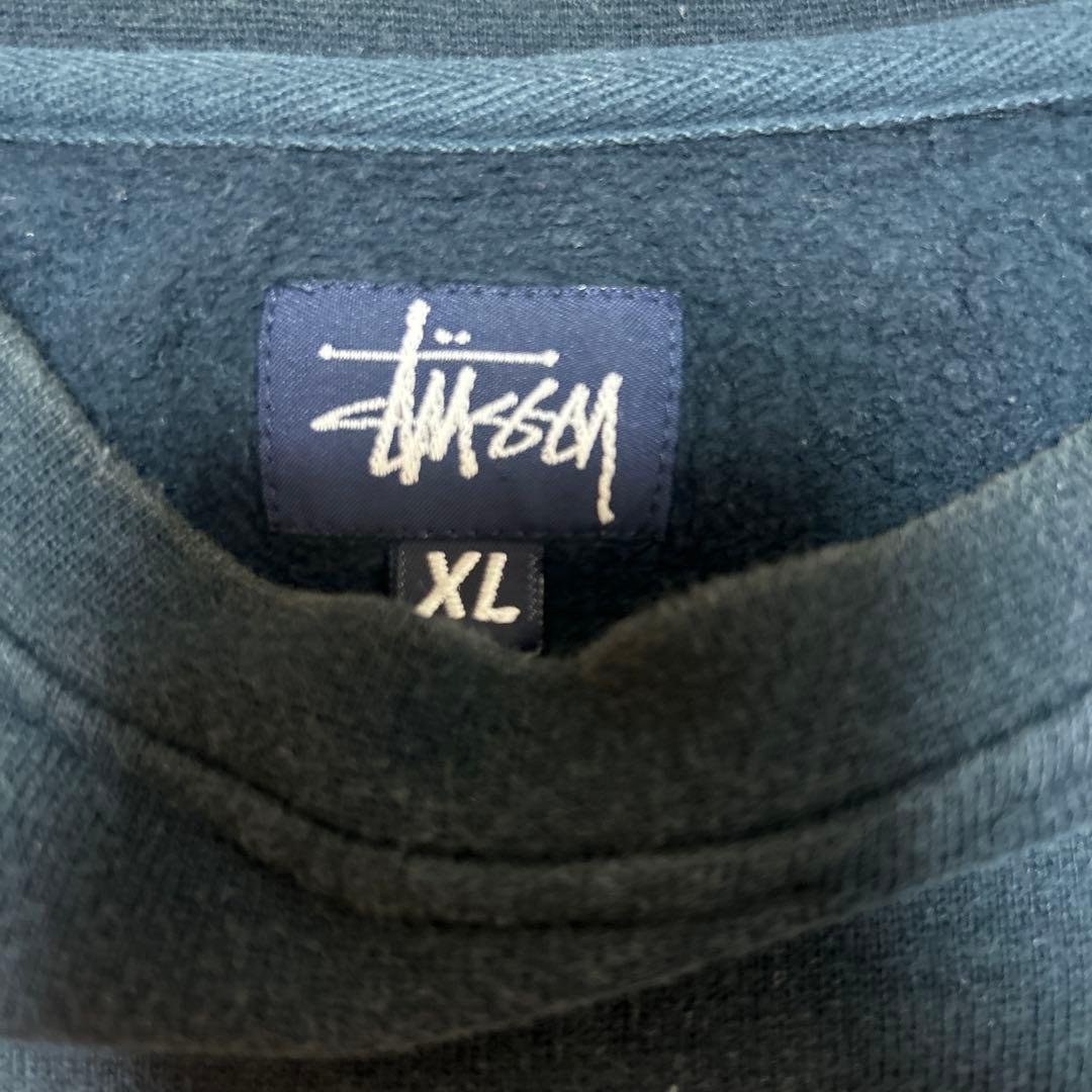 90s STUSSY XL スウェット ネイビー 無地 ワンポイント 紺タグ