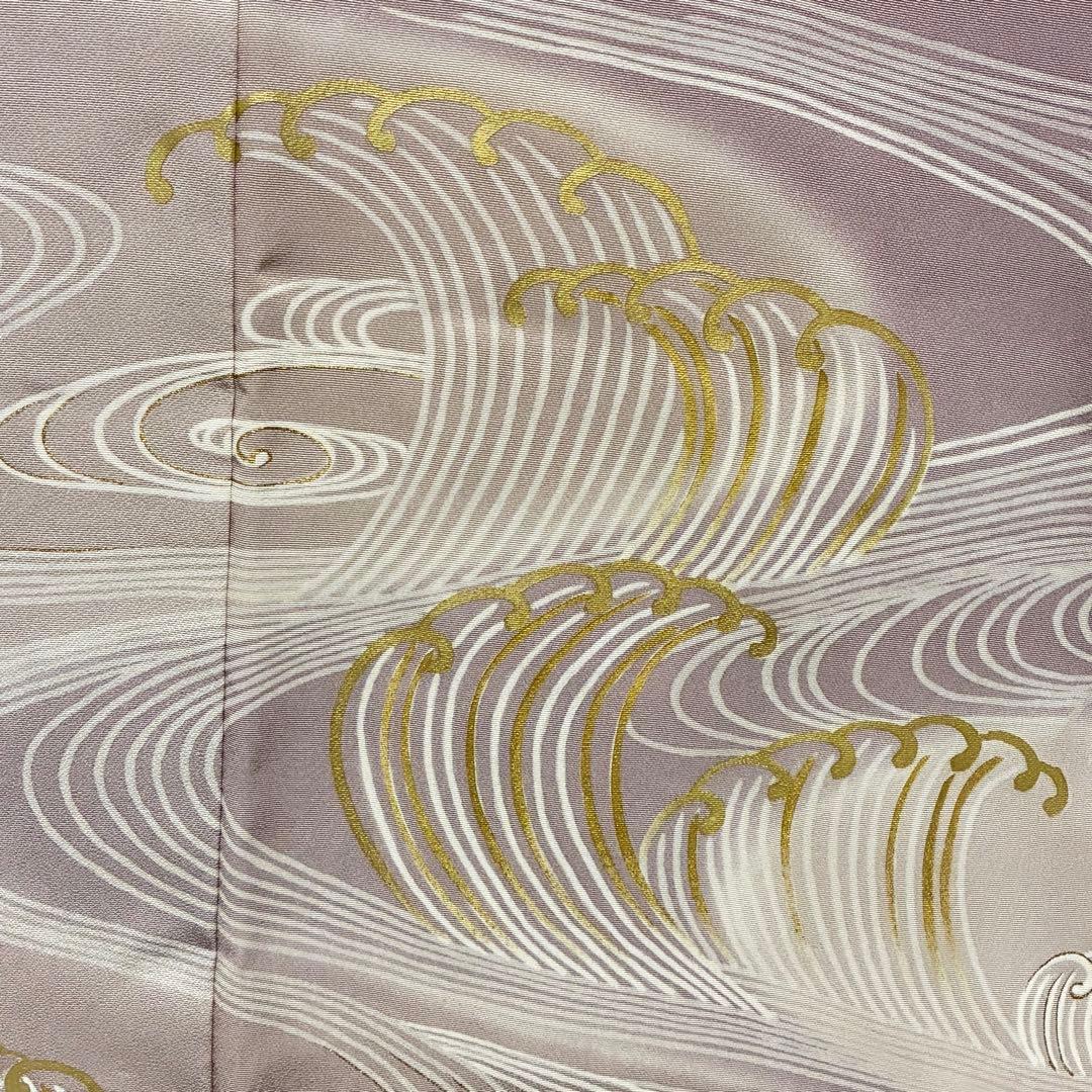 D139 訪問着　荒波　流水　金駒刺繍　落款入　正絹　着物　袷　極美品