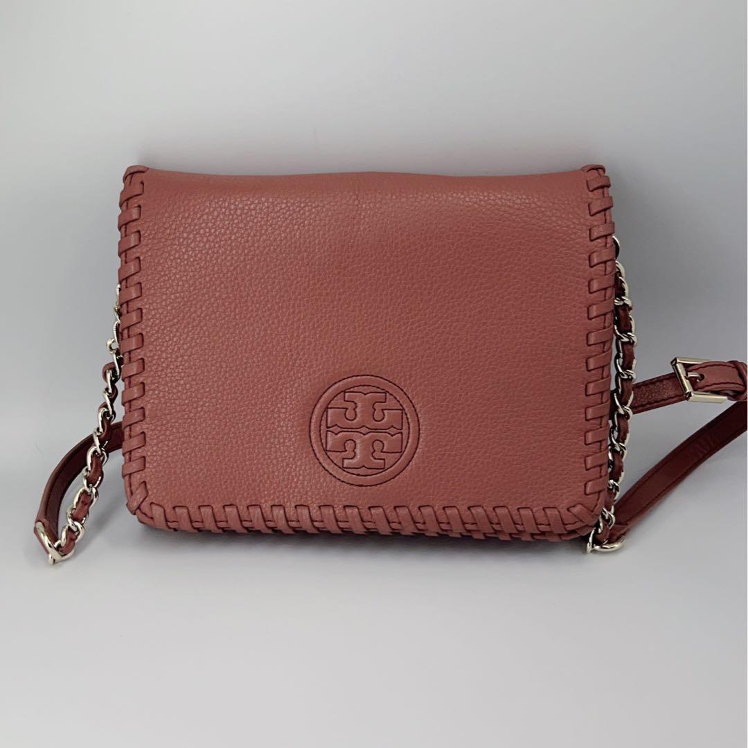 極美品✨TORY BURCHチェーンショルダー　マリオン　ピンク系