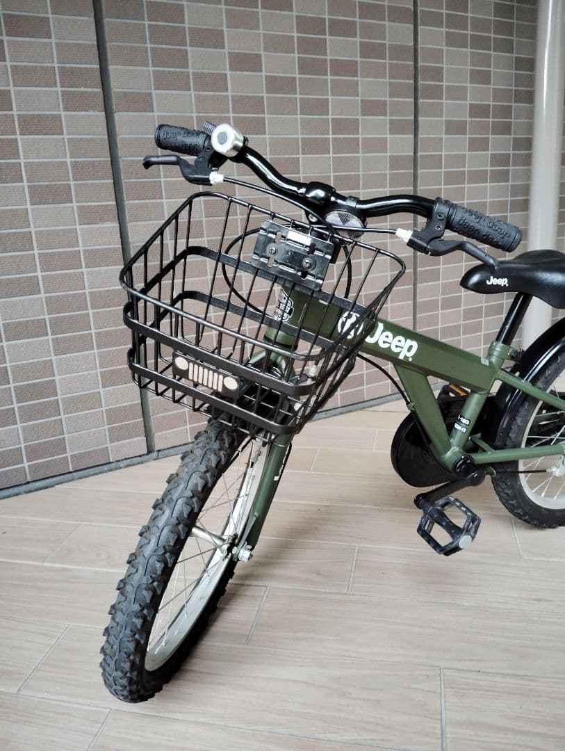 Jeep 子供用自転車 オリーブグリーン 18インチ カゴ付き　引き取り可能