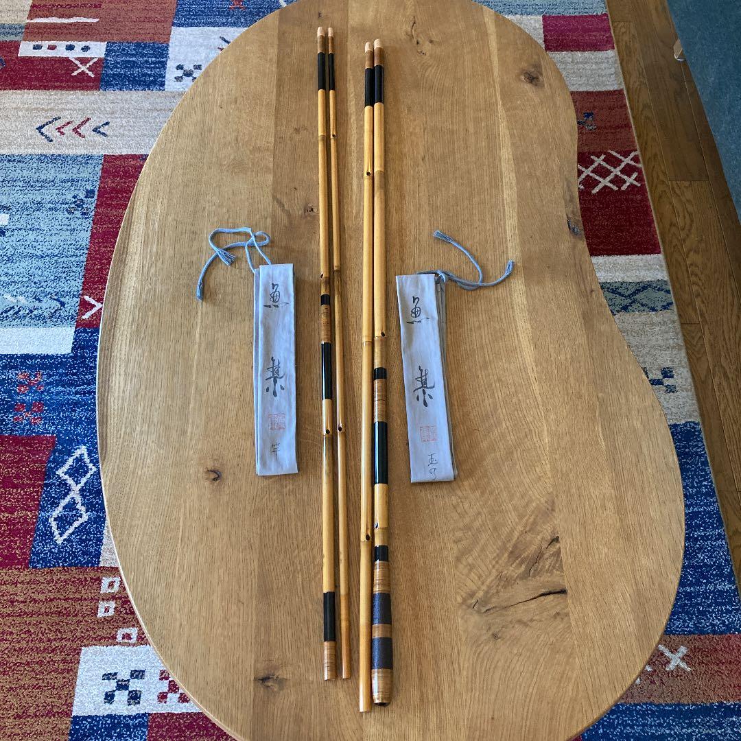 美品　竿掛け　玉の柄セット　魚集　胴漆済
