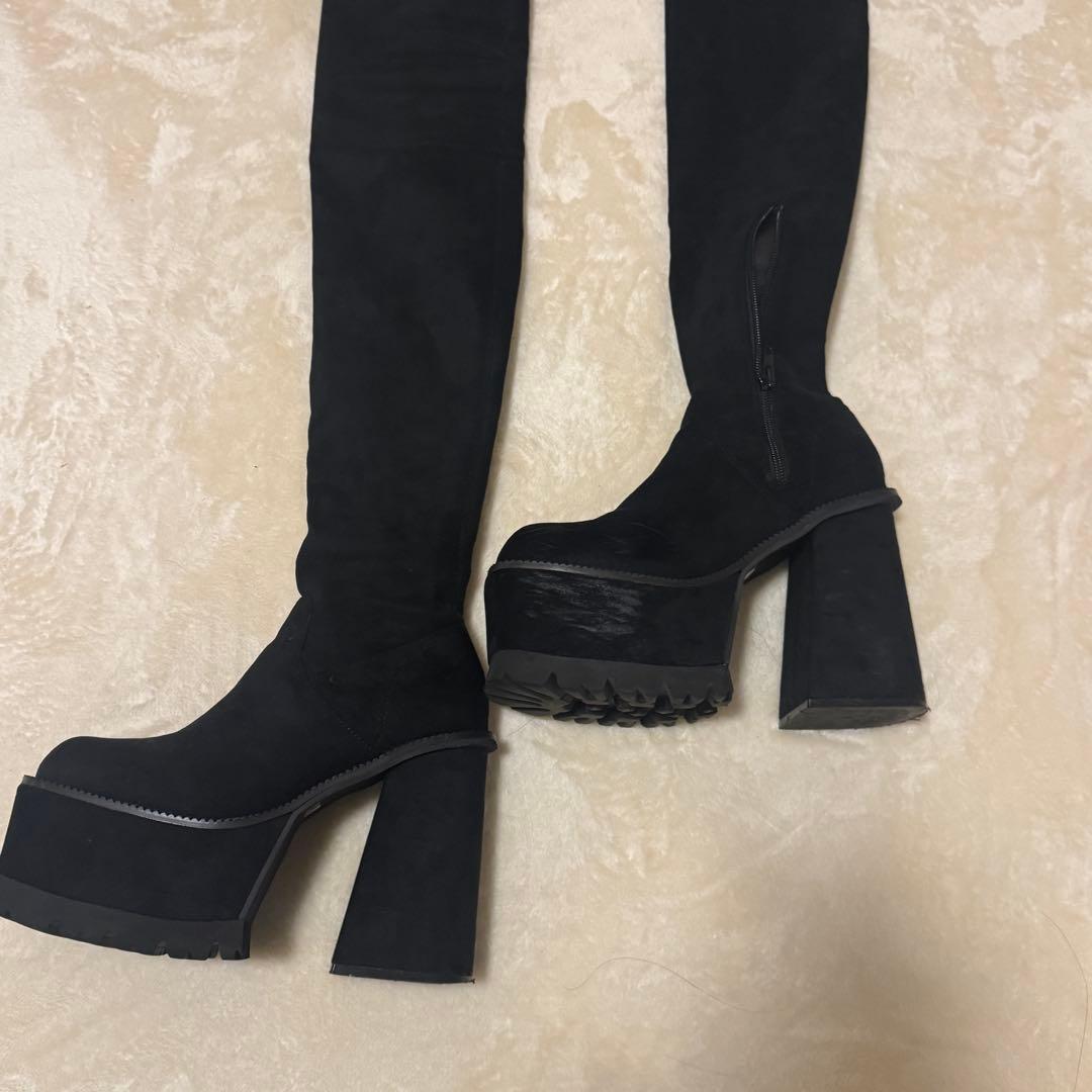 EMODA ニーハイブーツ スクエアフィットロングブーツ S