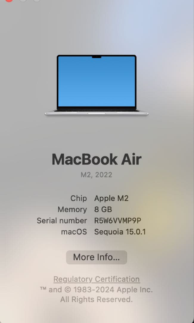 MacBook Air 13インチ 2022 M2 8GB 256GB