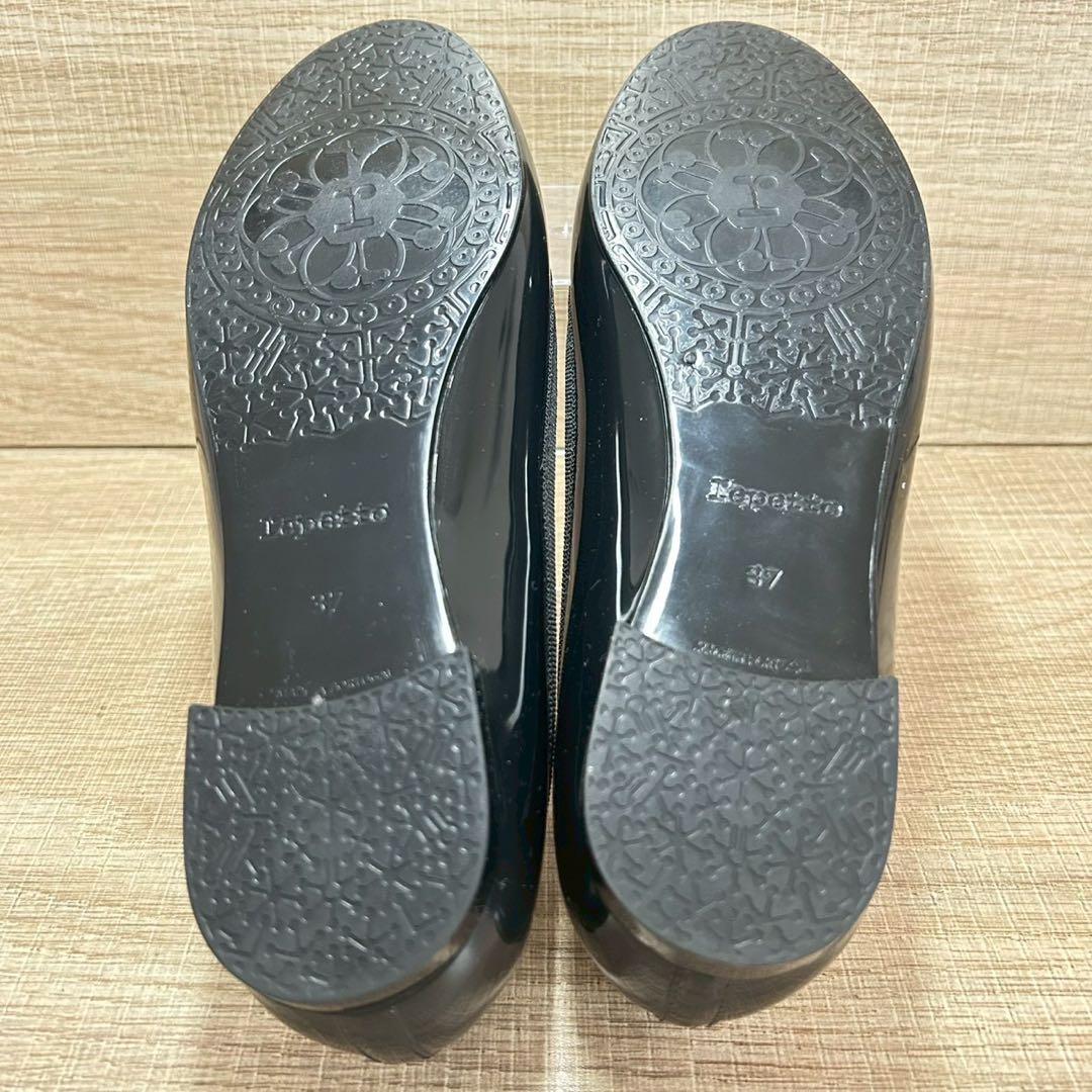 【箱付 極美品】repetto サンドリオン ブラック エナメル ゴム底 定番