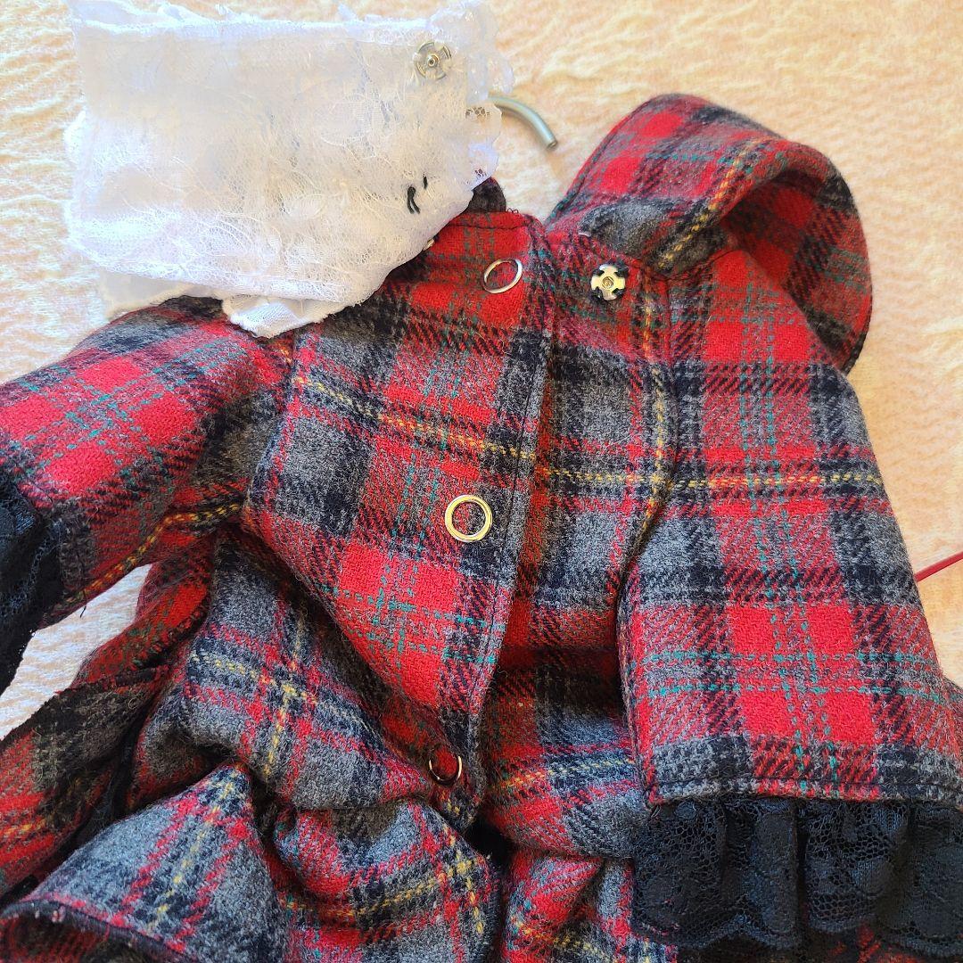 犬服　プルジャム　イングランドウールタータンチェック　コートワンピース