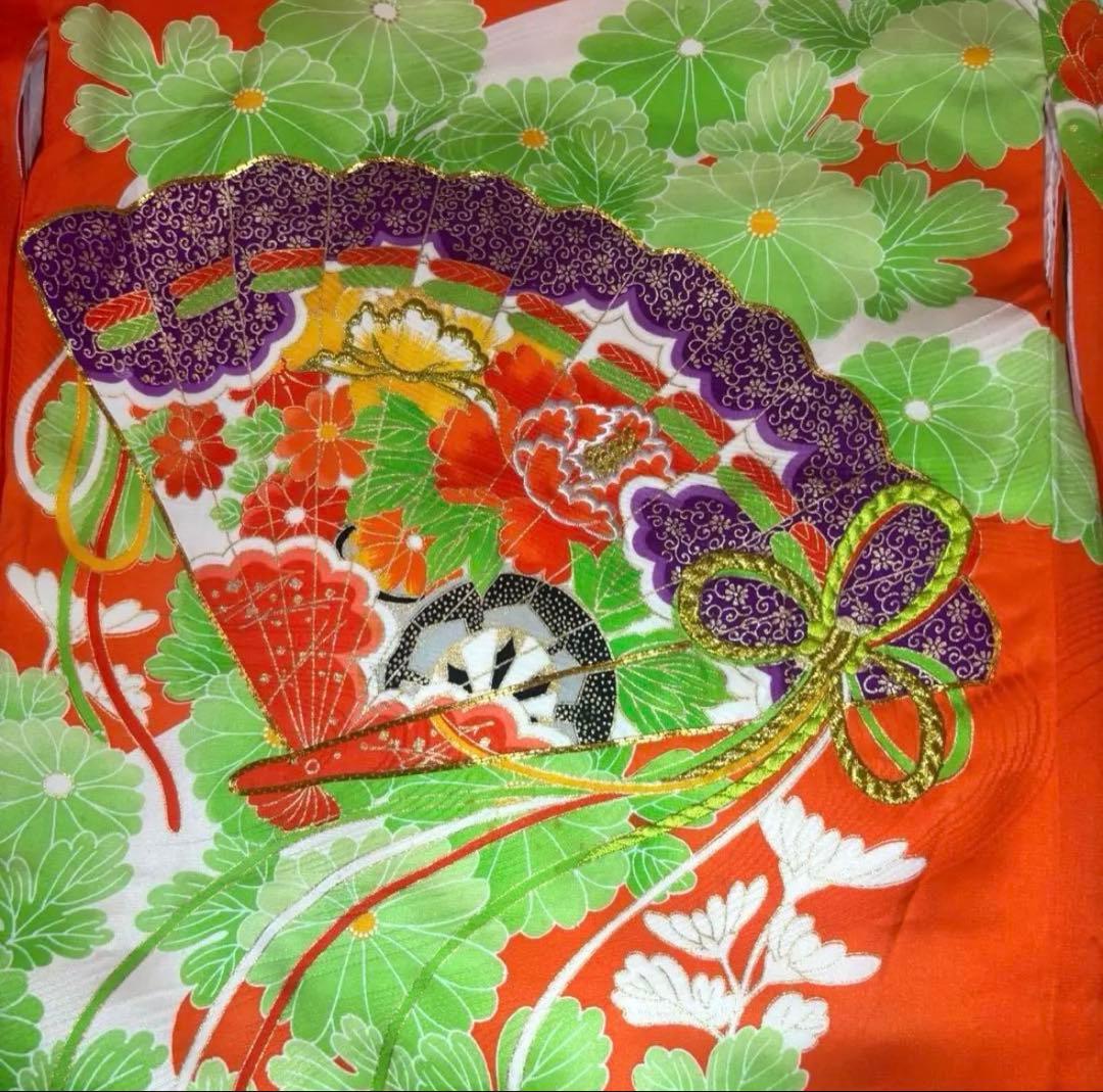 本日限定 七五三直前特別割引！お宮参り 七五三 3歳 着物セット 花柄 扇子柄