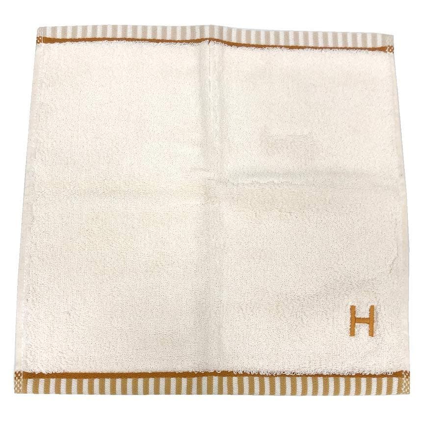 HERMES コットン タオルハンカチ ヴィス ヴェルサ ホワイトaq12567