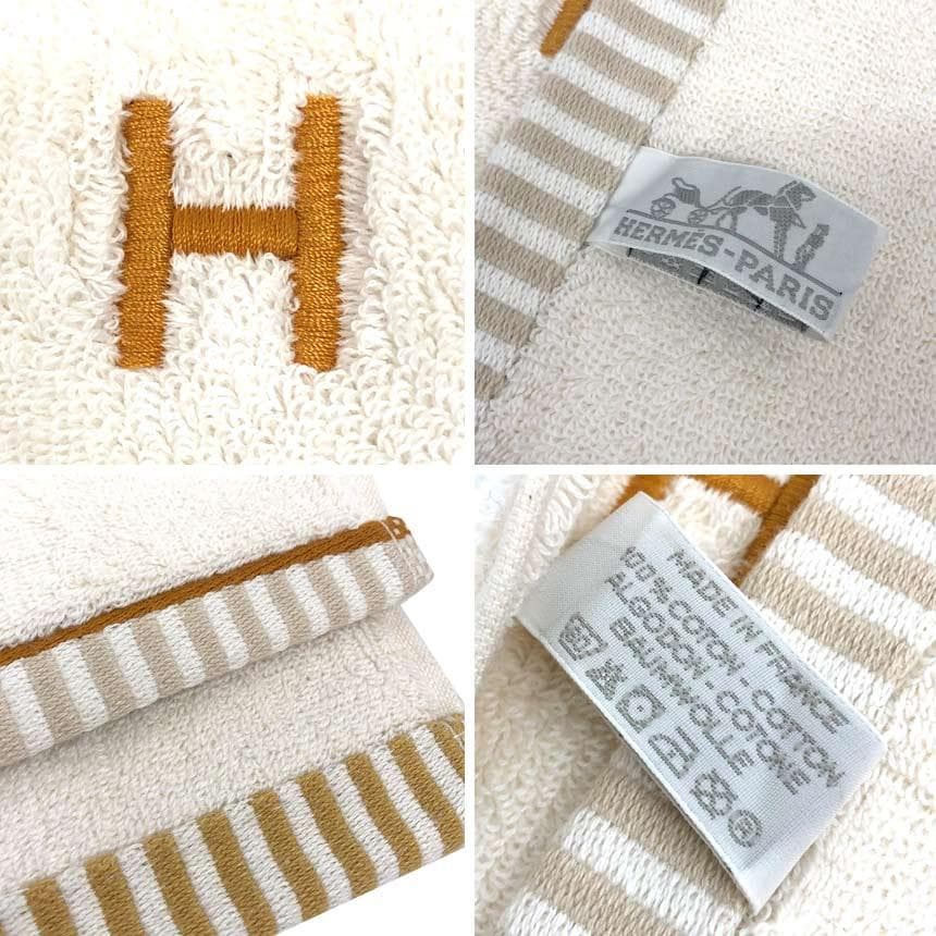 HERMES コットン タオルハンカチ ヴィス ヴェルサ ホワイトaq12567