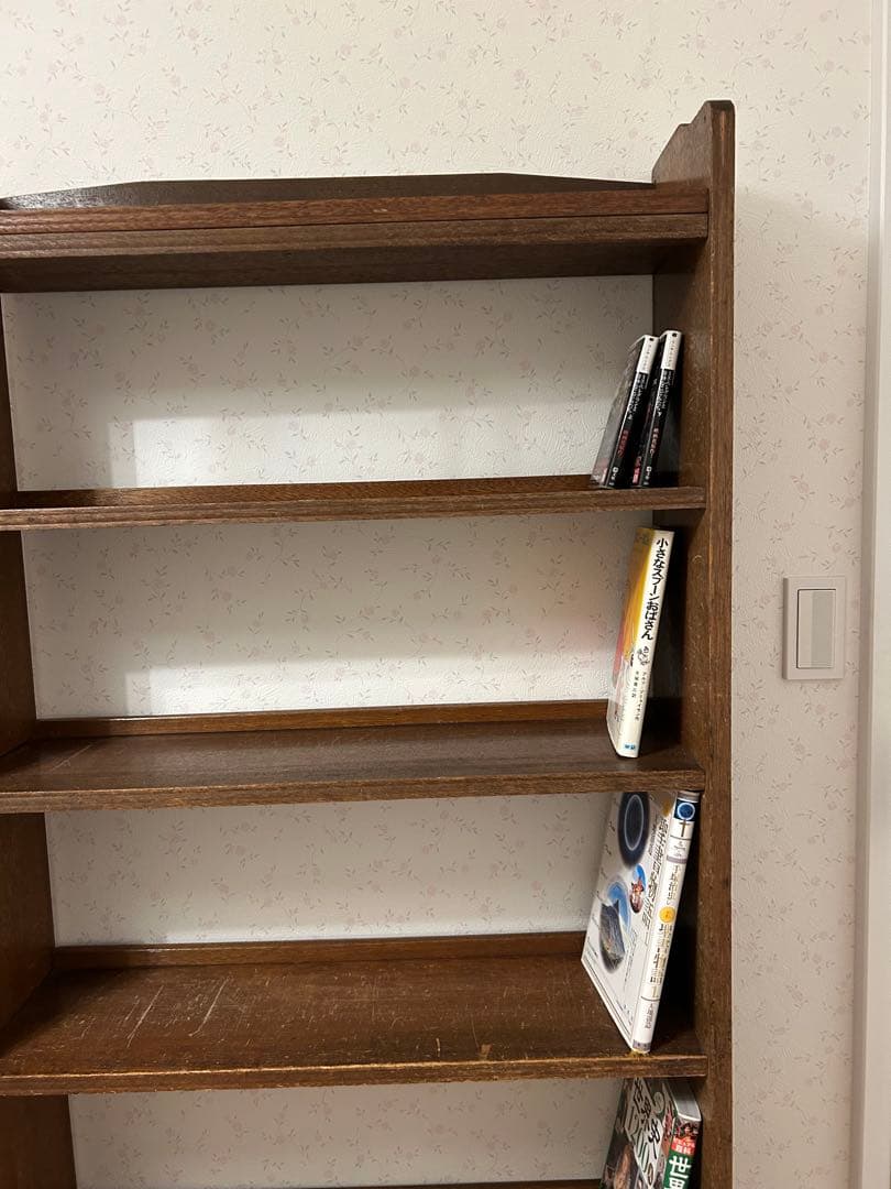 本棚・シェルフ・レトロ・アンティーク木製本棚・木製5段シェルフ ブラウン167㎝