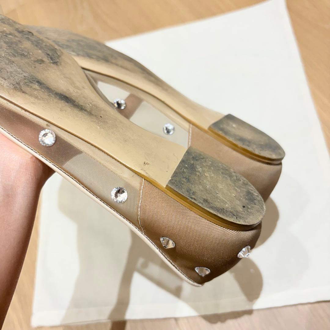 【美品】PIPPICHIC ビジュー フラットシューズ スクエアパンプス 36