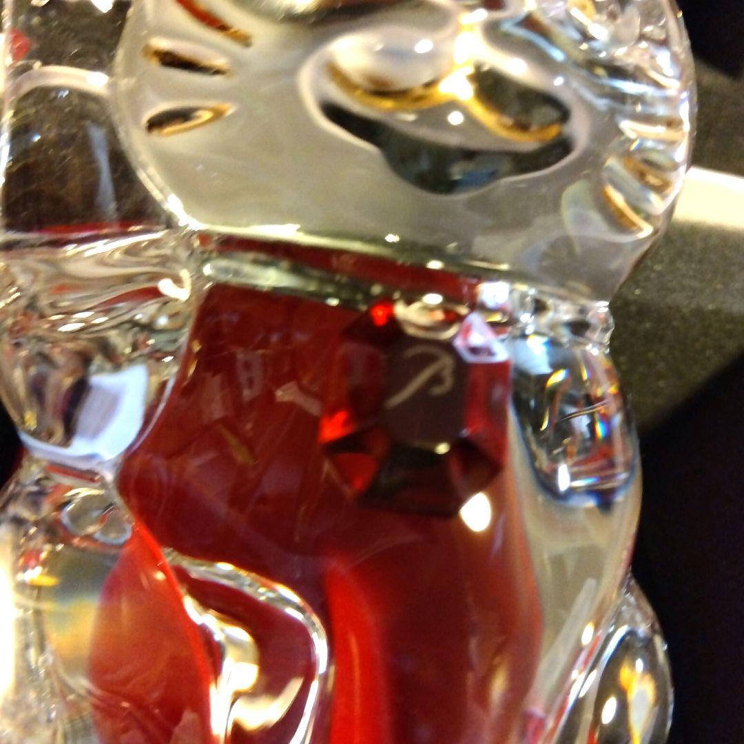 【ちょこ様】Baccarat クリスタル 招き猫 レッドオクトゴン 約10cm