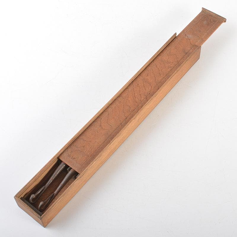 茶道具　古鉄　鶴頭火箸　時代箱付　V　R7389