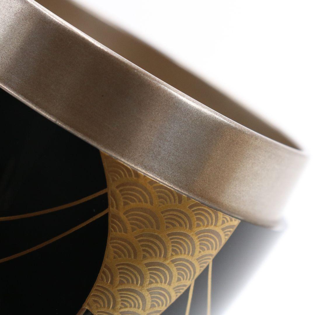 鈴木光入作 扇舟蒔絵 大棗 内銀溜 茶道具 共箱　DB788　N2