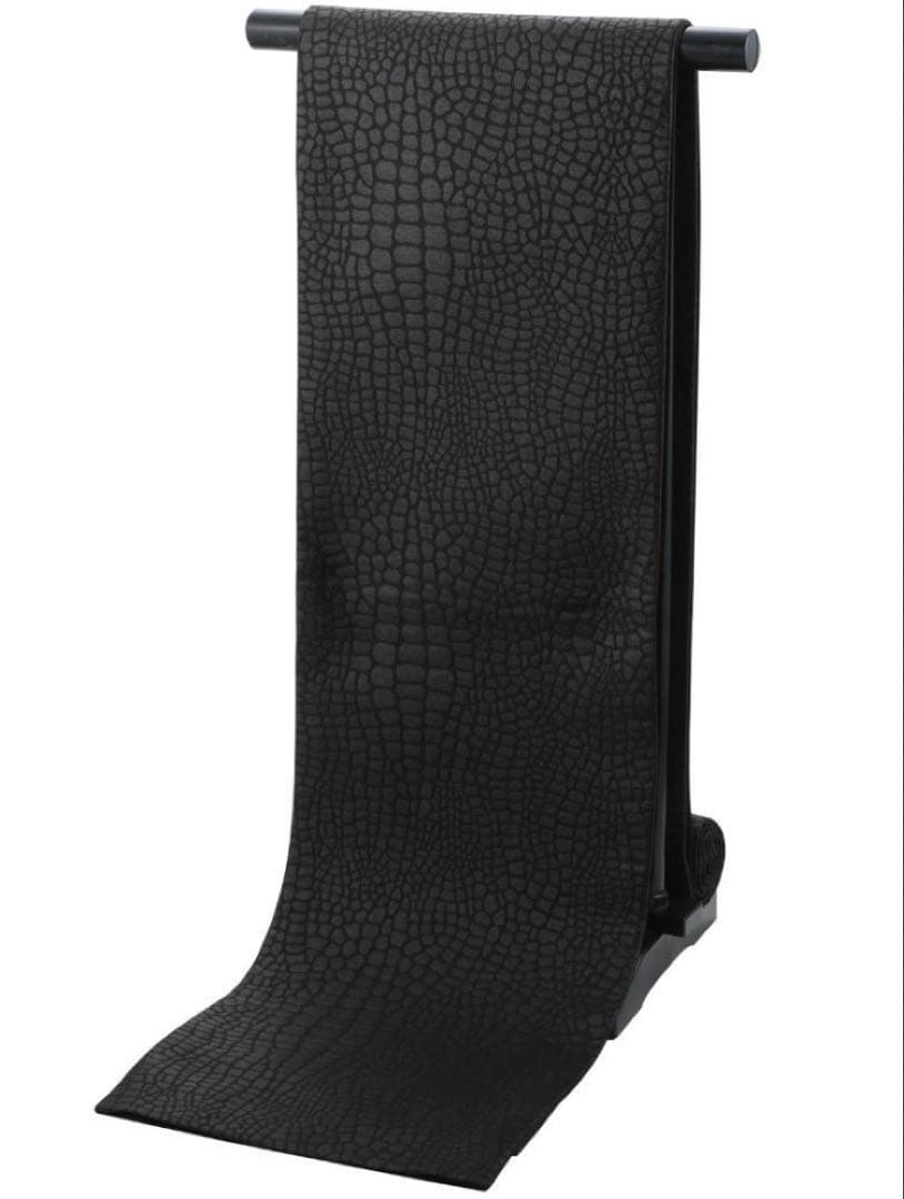 お仕立て上がり 振袖用 クロコ風 型押し柄 袋帯 日本製 ブラック　黒