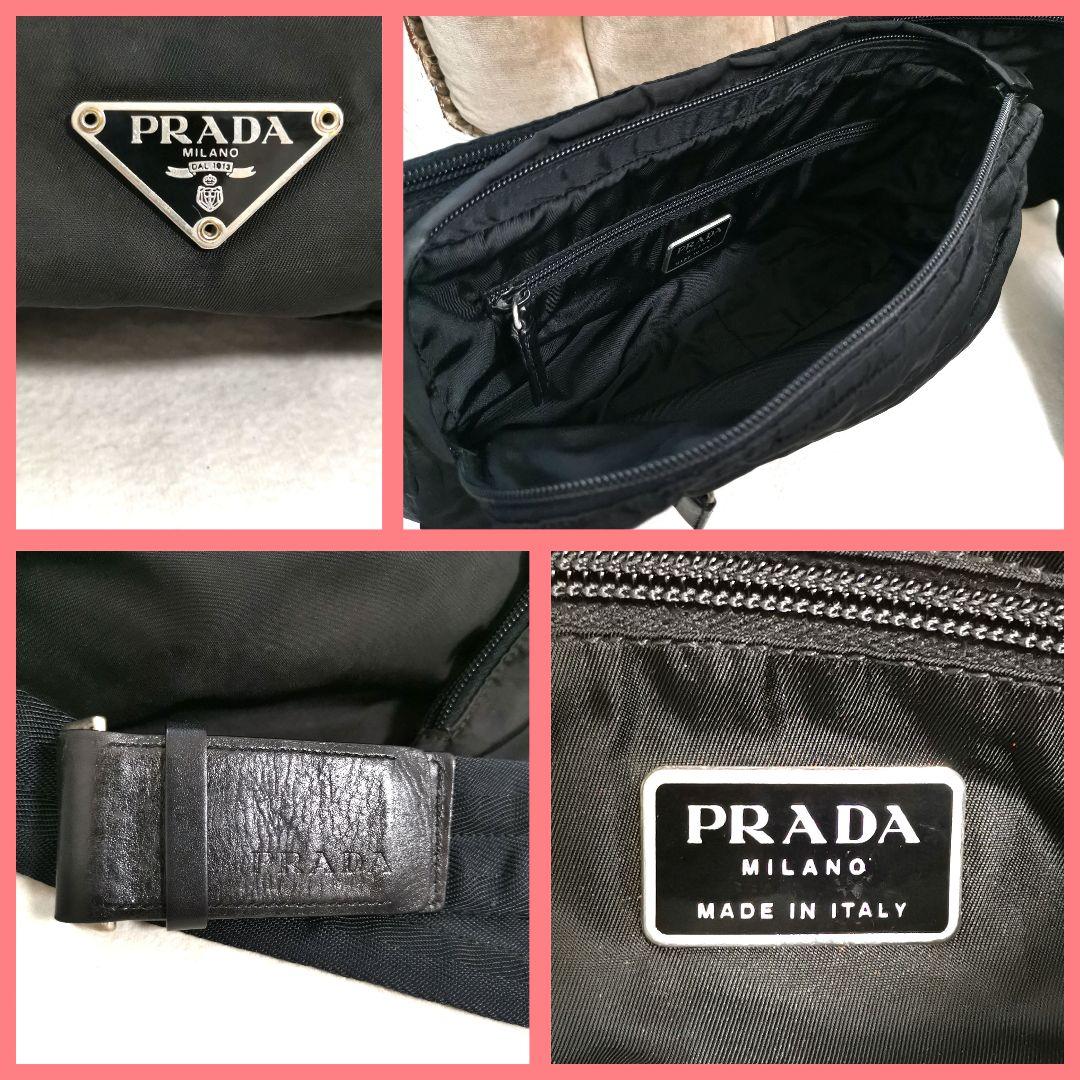 【良品】プラダPRADA ボディバッグ斜めがけショルダーバッグ 黒　鑑定済み!