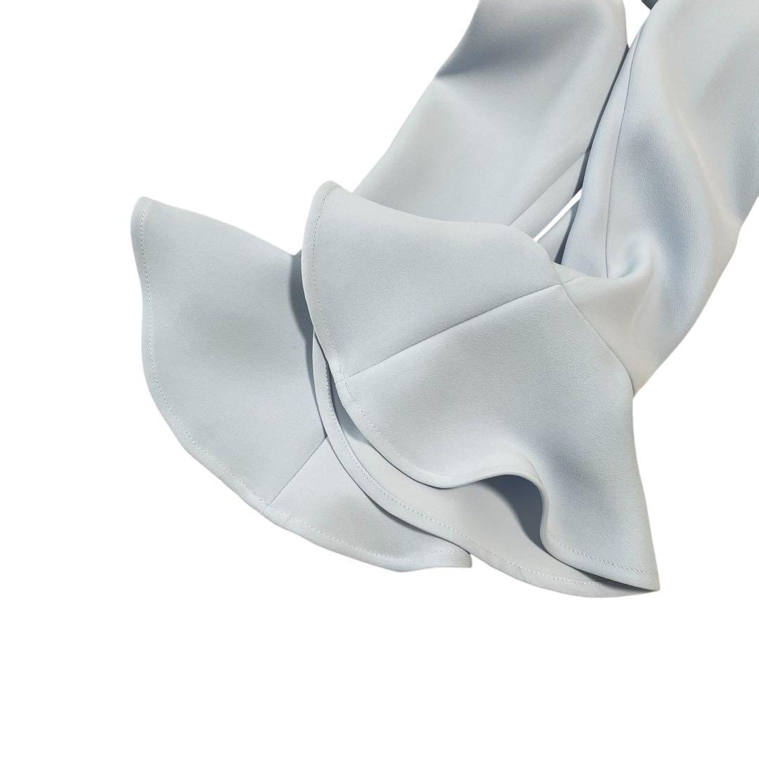 未使用級✨ ヨーコチャン フレアスリーブバックプリーツドレス ワンピース ブルー