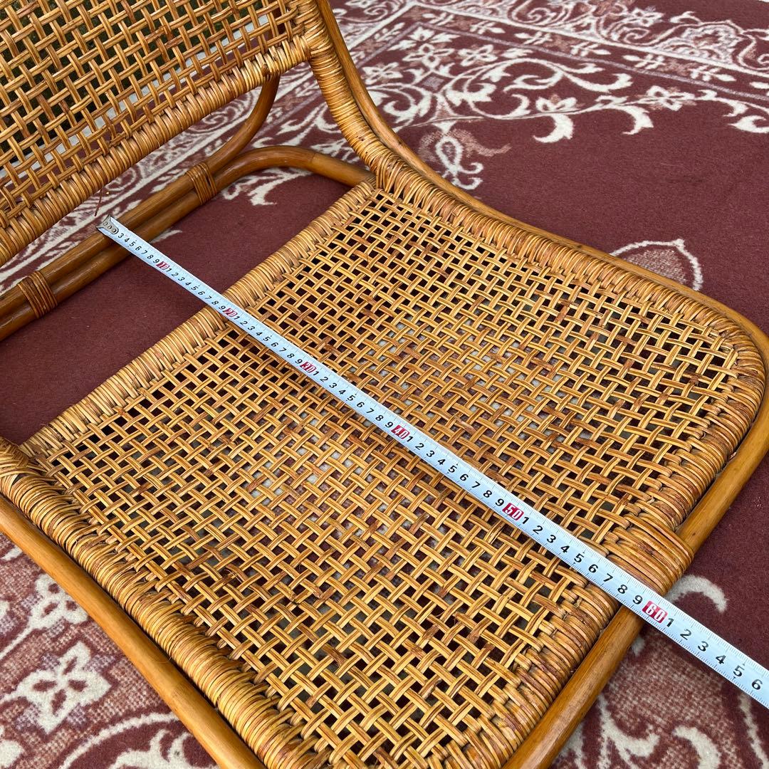 2点セットさ◾️古家具 ビンテージ品 籐ラタンフレーム 座椅子 ナチュラル天然素材
