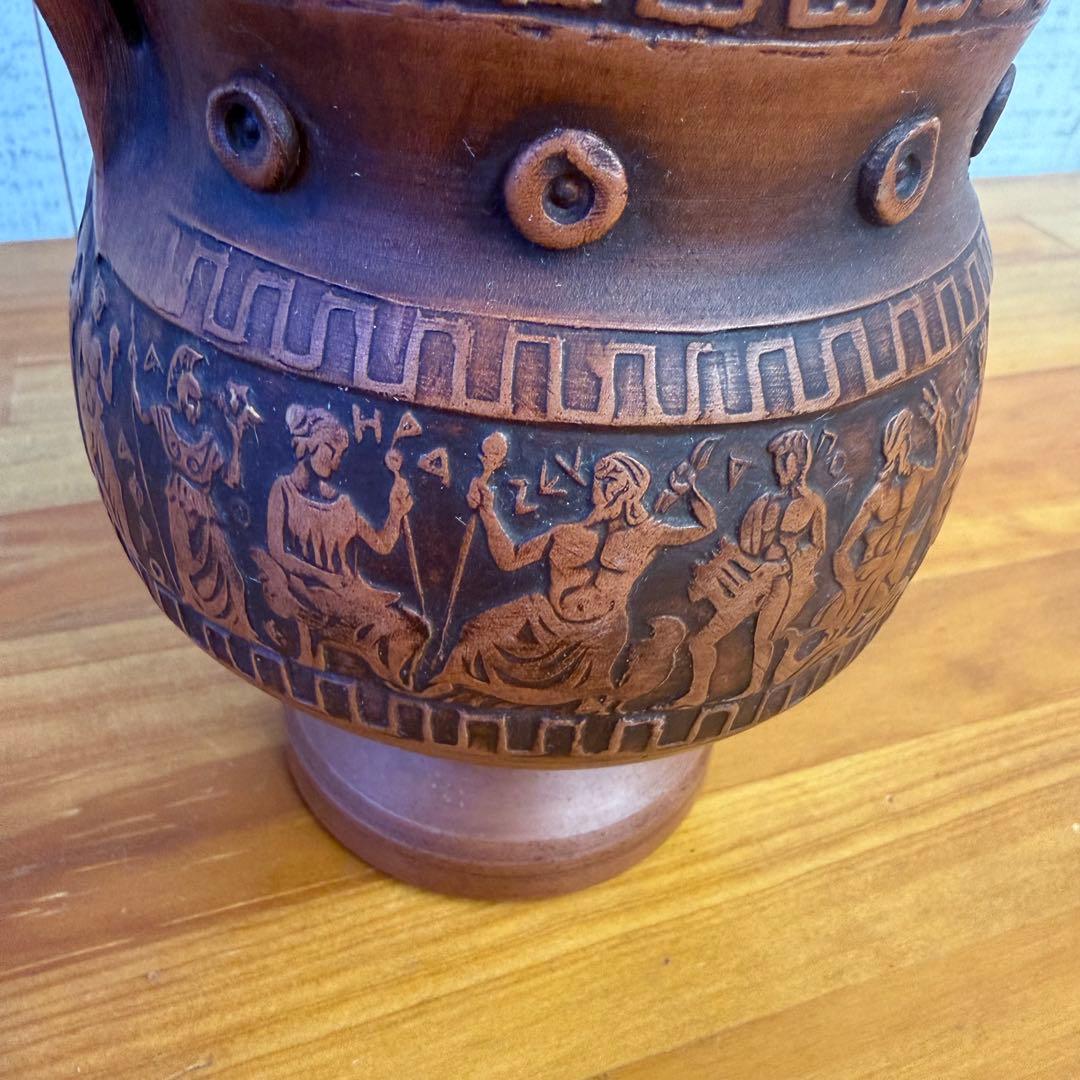 【アンティーク】陶器 ギリシャ製 壺 花瓶 フラワーベース 古道具 ブロカント