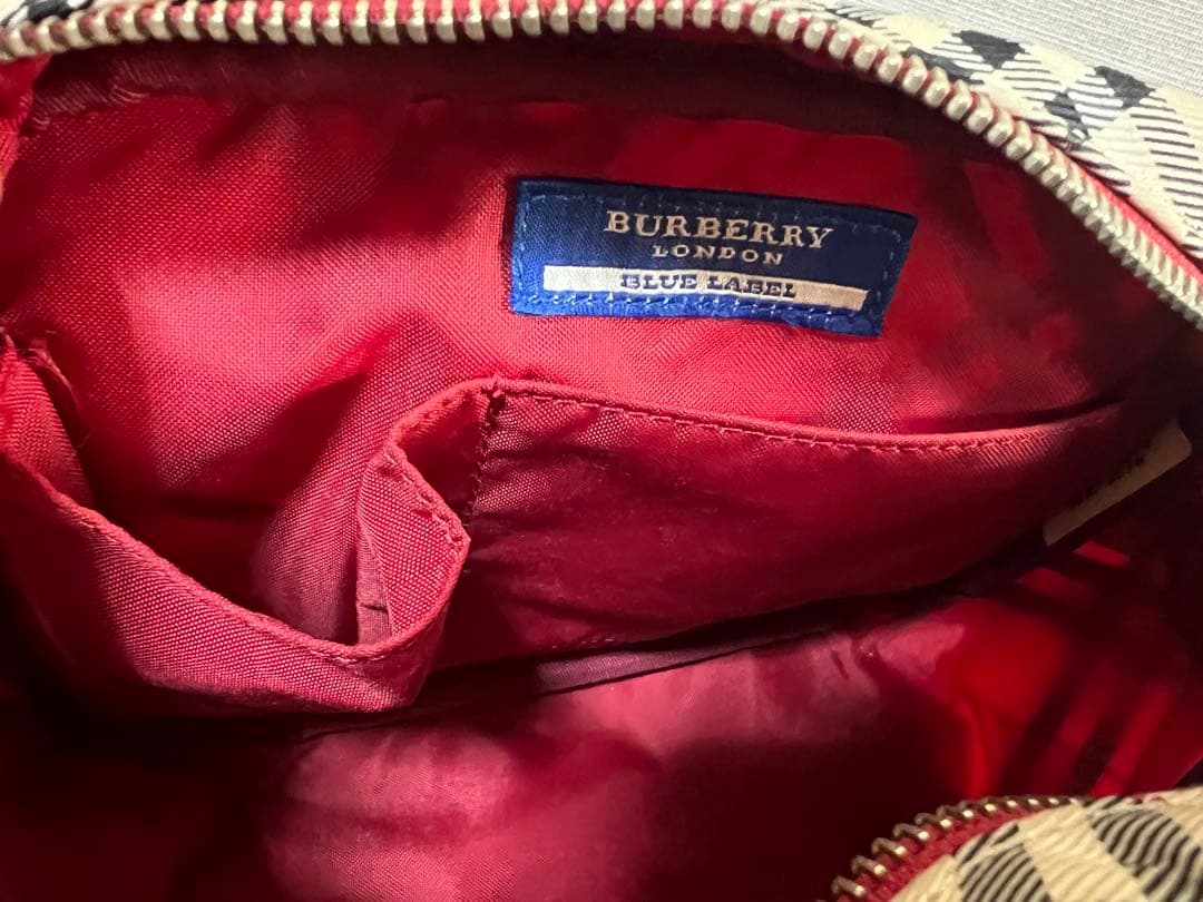 BURBERRY チェック柄ショルダーバッグ ベージュ/レッド