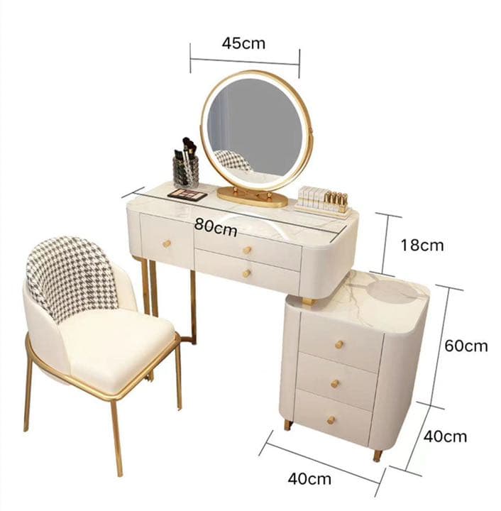 北欧風 グレー　80cm  オシャレ お姫系　大理石天板 LEDミラー