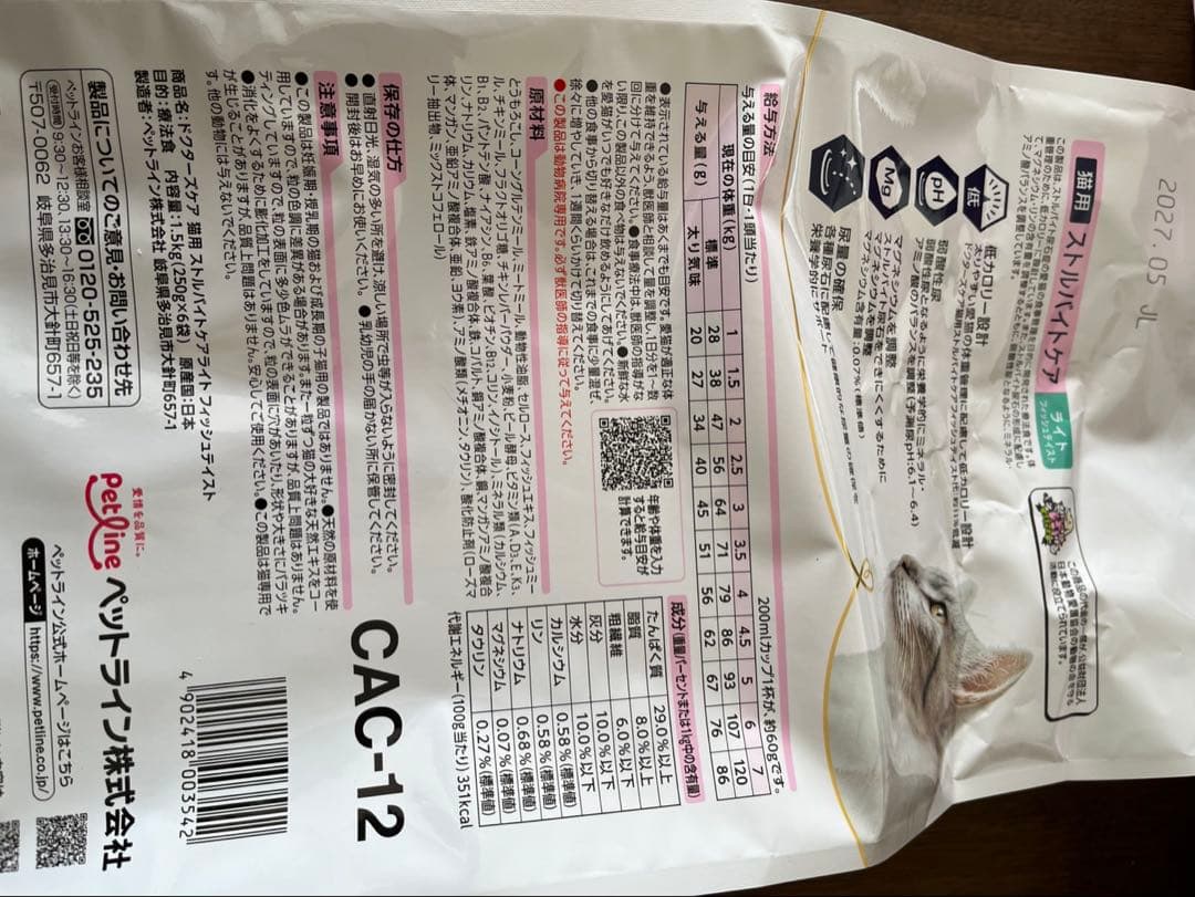 ドクターズケア　ストルバイトケアライト1.5kg×3袋　猫用