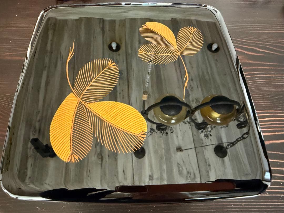 輪島塗 春光斎作 高級漆器 天然木若松蒔絵 三段重 重箱 重台付 紙箱＆桐共箱