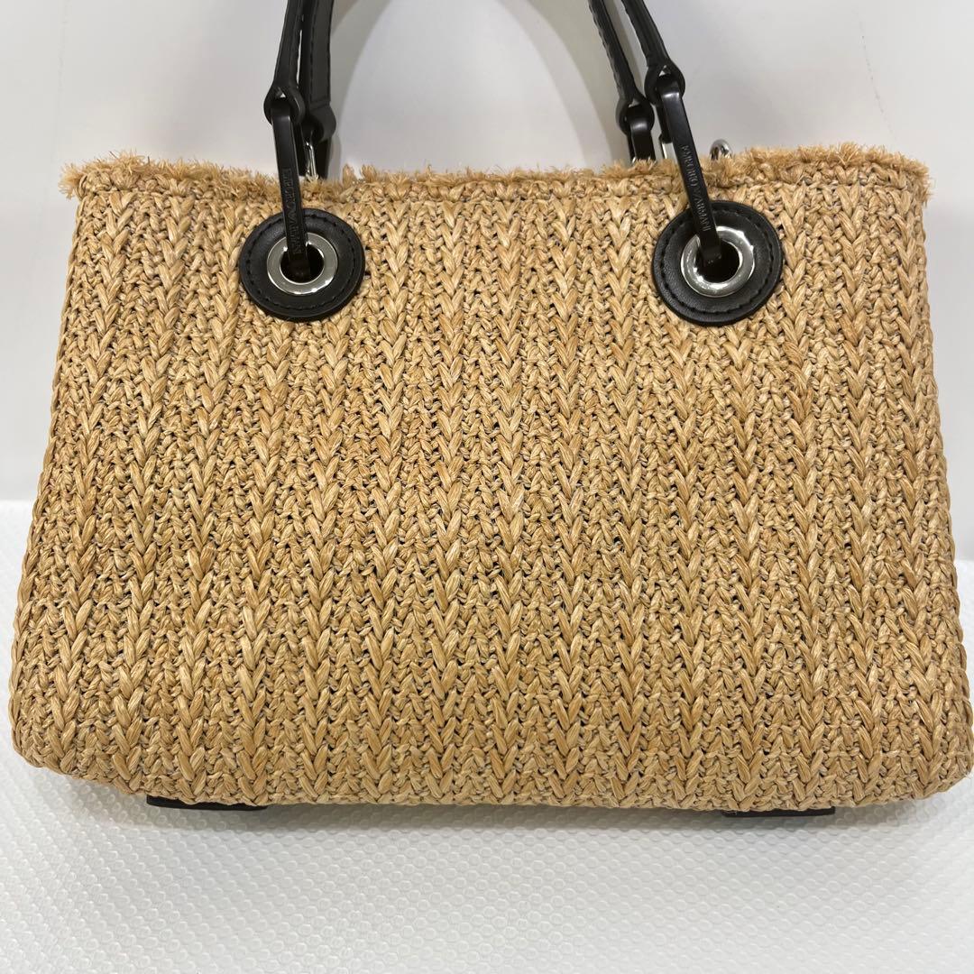 ポポロン ✨希少✨ EMPORIO ARMANI ラフィア　ストローバッグ